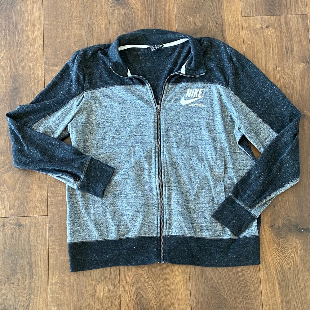 Nike Sportswear Gym Vintage Full Zip Grey/Black Mock AR3790-010 Size XL